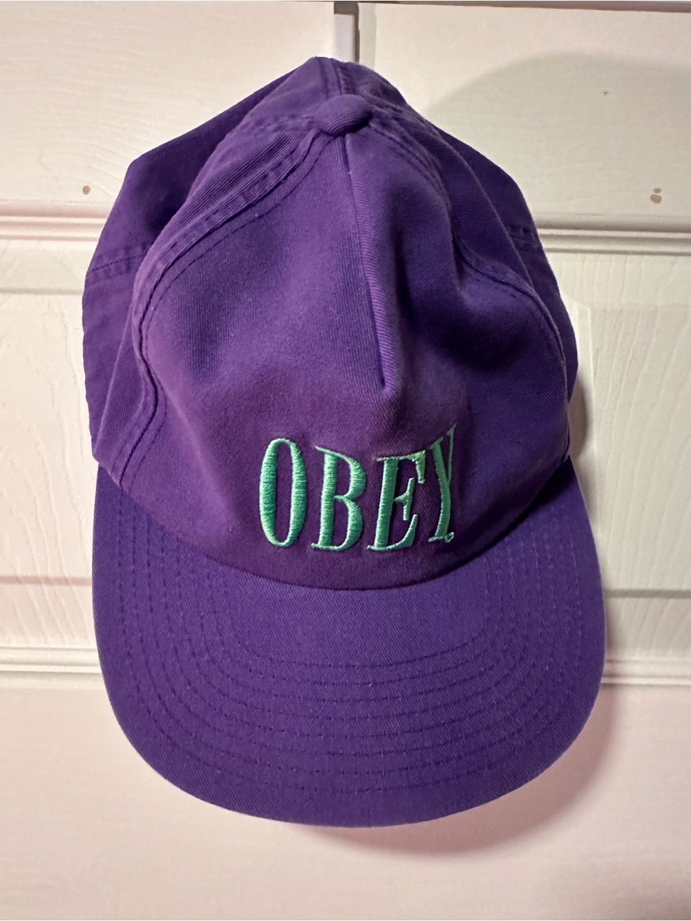 Obey Purple Baseball Cap with Green Logo